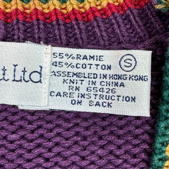 Vintage Robert Scott Knit Floral Cardigan Sweater Purple Cottagecore Grandma S - Picture 8 of 12